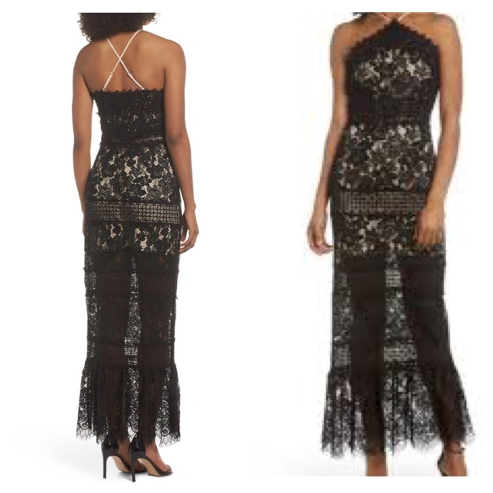 Foxiedox Tabitha Lace Maxi Dress In Black